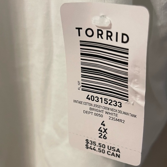 Torrid size 4 muscle tank relaxed fit white NWT - Picture 2 of 3